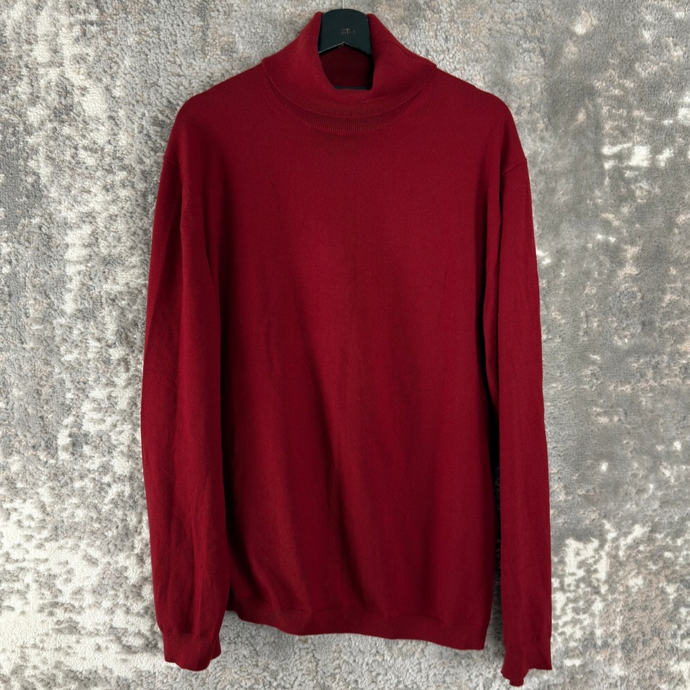 Banana Republic Size XXL Merino Wool Knit Turtleneck Sweater Red Long Sleeve Men